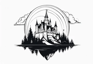 a castle floating in the sky tattoo idea