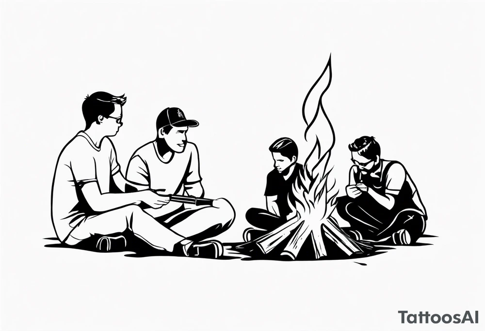 Campfire incorporating “Boys 9”.
Showing Mind, Body & Spirit.
The state of Maine tattoo idea