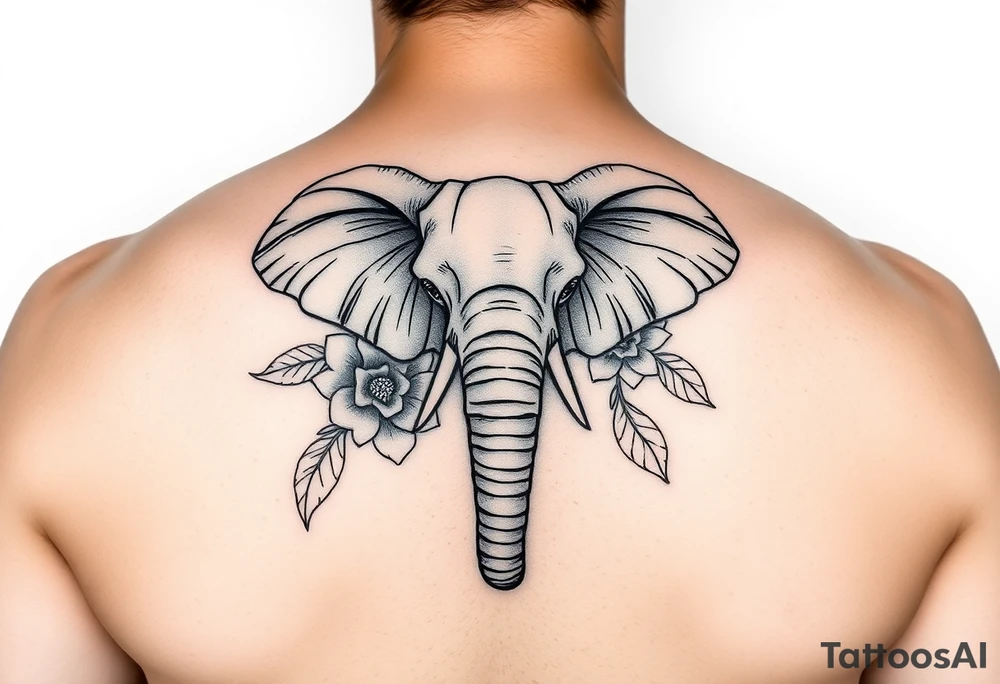 Elephant flowers soft  on the arm small tattoo color tattoo idea