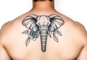 Elephant flowers soft  on the arm small tattoo color tattoo idea