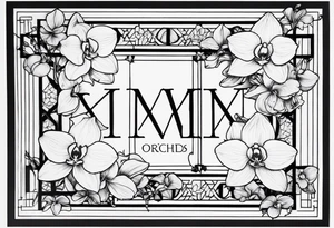 Roman numerals with orchids filled back ground tattoo idea