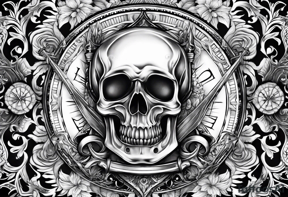 Dagger with hourglass inside tattoo idea