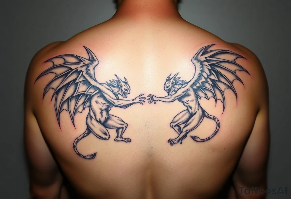 Demons and angels fighting tattoo idea
