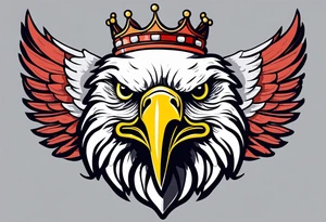 eagle with wings crown on head simple bold colors old school traditional vintage tattoo idea