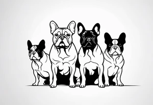 shadow of three french bull dog tattoo idea