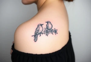 crows with flowers tattoo idea