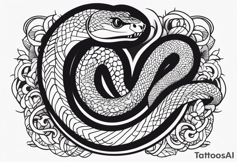 snake fast slithering from above simple tattoo idea