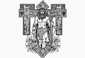 christian 
cross and caveman tattoo idea