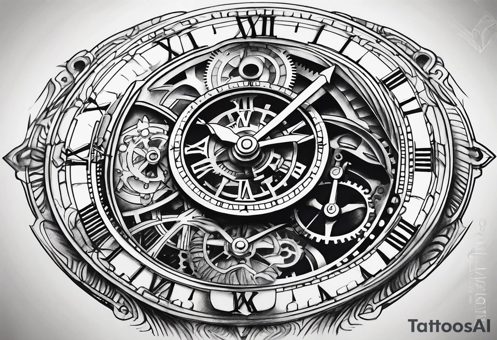 A mechanical watch face tattoo idea