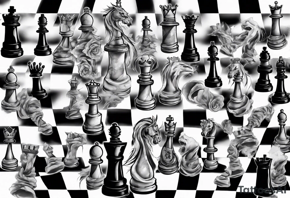 big king chess with lots of cracks marble tattoo idea