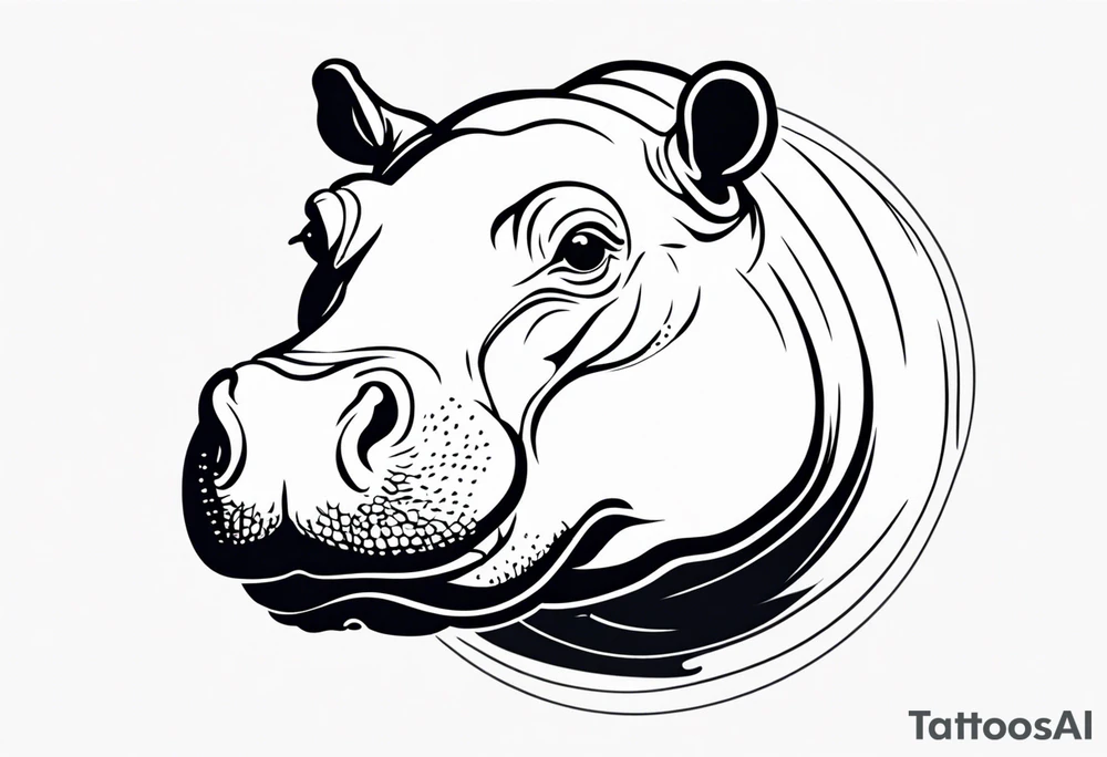 Baby hippo face tattoo idea