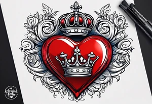 Red heart with a crown above it tattoo idea