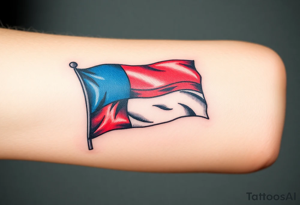 A waving Czech flag with realistic fabric texture tattoo idea