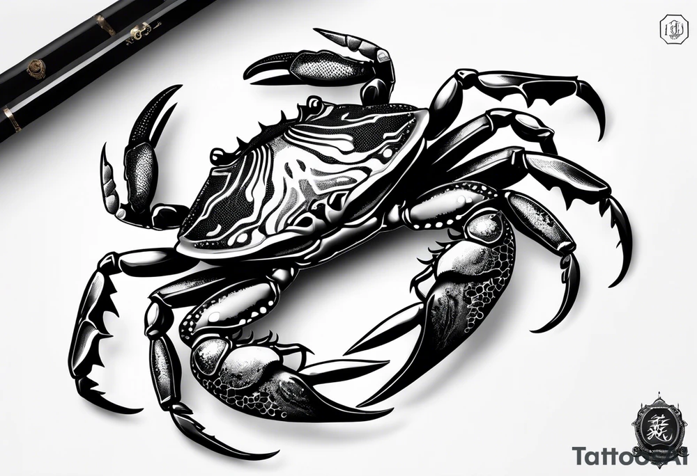 Crabs en blanco en negro con numero 69 tattoo idea
