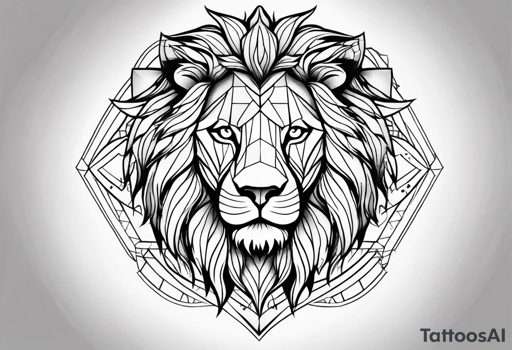 The Face of marcus aurelius with the lower left half missing. He is looking slightly away at 25 degrees. Geometric symbols framing the background. The background has small color splashes of red and purple. tattoo idea