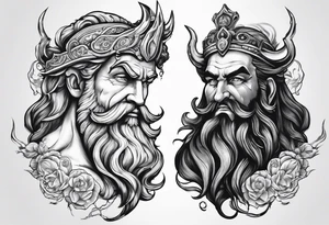 Poseidon and hades back to back tattoo idea