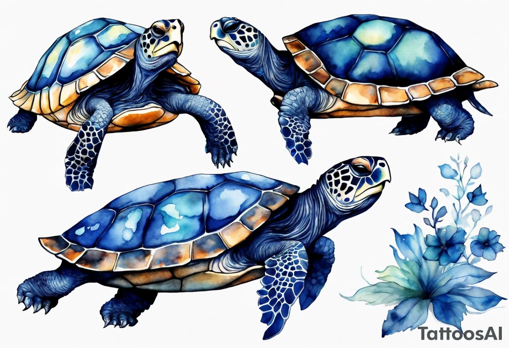 a turtle with indigo fur tattoo idea