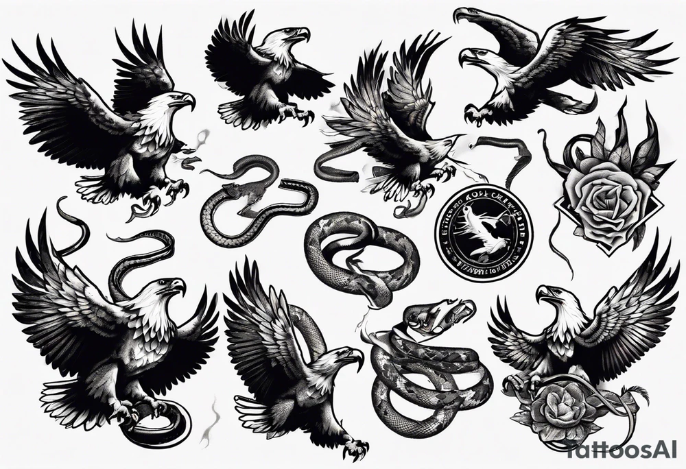 An eagle fights with a snake tattoo idea