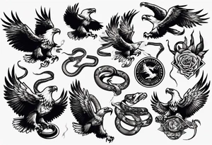 An eagle fights with a snake tattoo idea