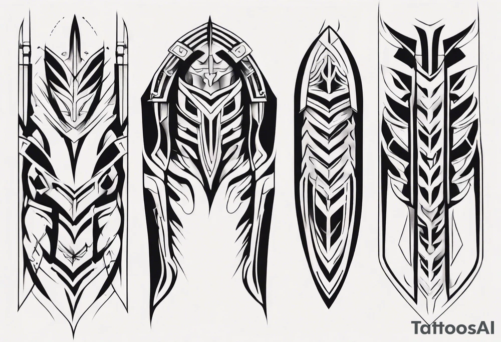 Leg armor symmetrical tattoo idea