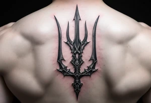 trident with large penis tattoo idea