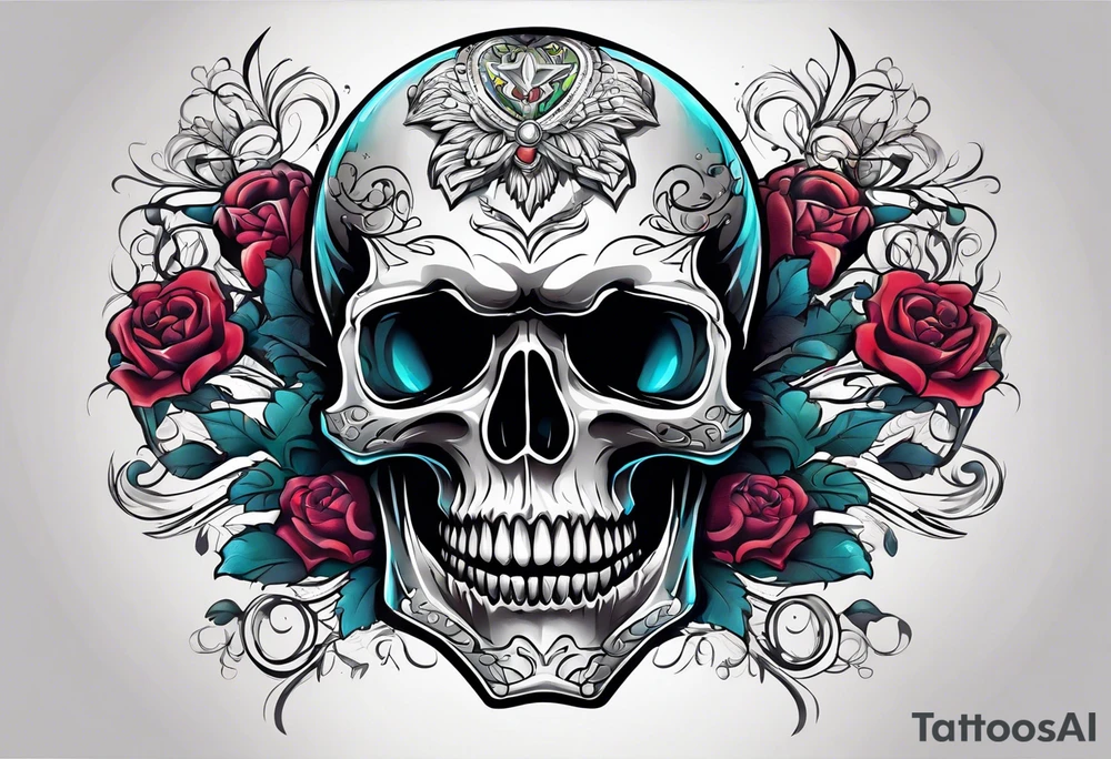 Skull with mouth open tattoo idea