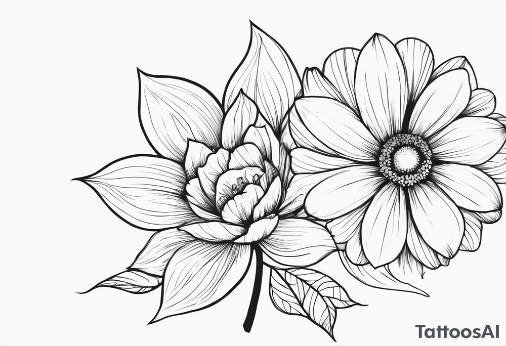 November flower and July flower with the words 
Love is togetherness tattoo idea