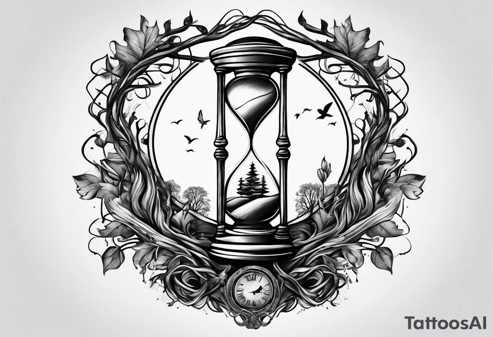 tattoo of roots wrapped around a hour glass tattoo idea