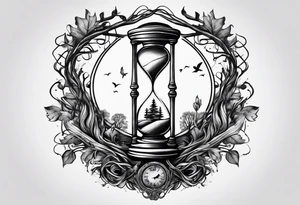 tattoo of roots wrapped around a hour glass tattoo idea