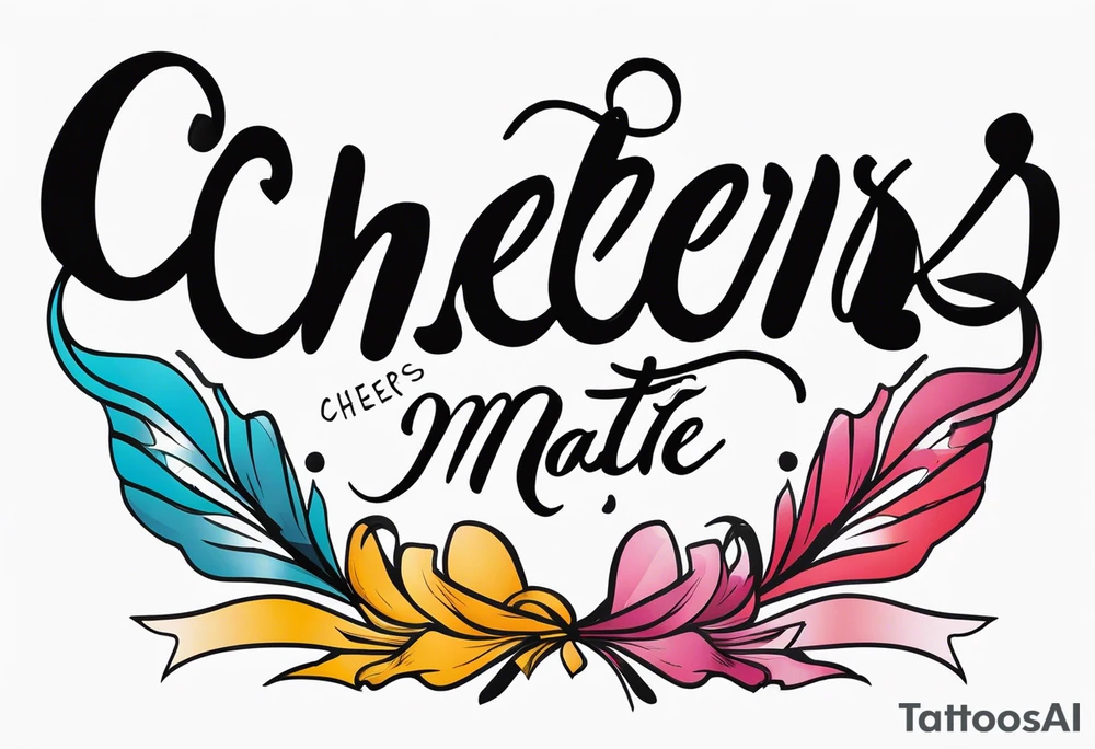 Cheers Mate text, armband +Cancer Ribbon +artistic tattoo idea