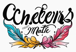 Cheers Mate text, armband +Cancer Ribbon +artistic tattoo idea