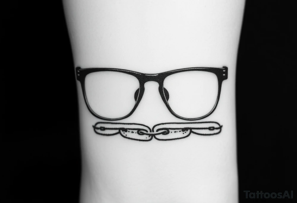 Glasses against a breaking chain
The chain symbolizes the limitations of poor vision, and its breaking is your liberation. Glasses can be against this background. tattoo idea