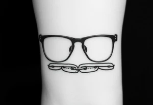 Glasses against a breaking chain
The chain symbolizes the limitations of poor vision, and its breaking is your liberation. Glasses can be against this background. tattoo idea