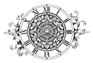 vintage roman numerals within ornate clockwork mechanism tattoo idea