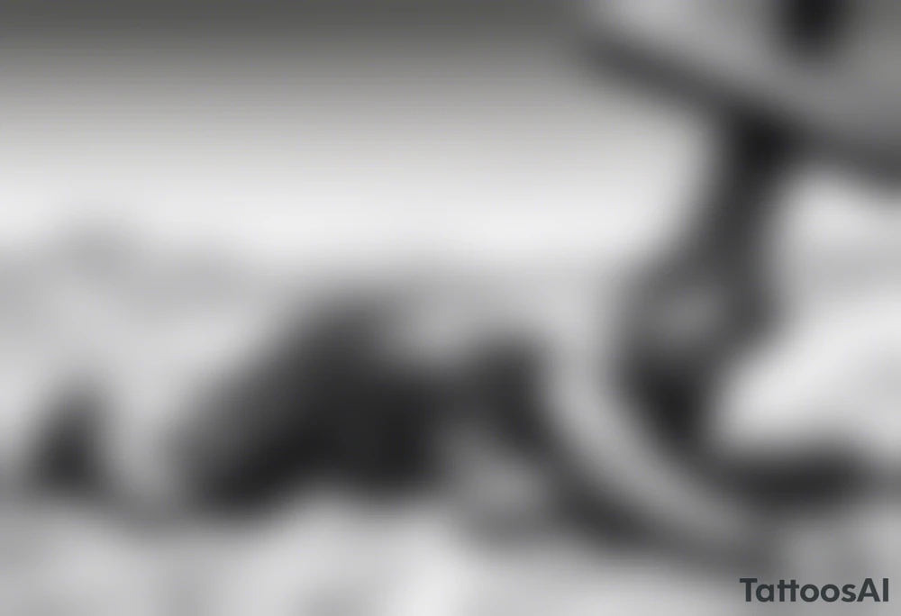man crawling in a desert reaching to the cross of Christ tattoo idea