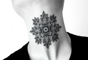 multiple layers of sacred geometry, covering the whole neck tattoo idea