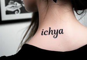 Create a tattoo that writes the Hindi word "Anichya" with A circle or spiral, which represents the cyclical nature of life and death tattoo idea