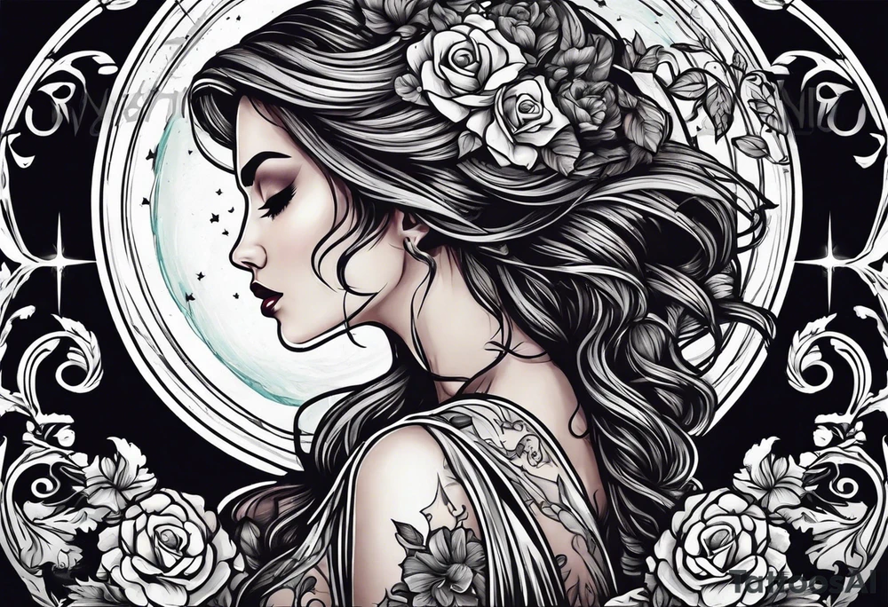 Woman walking out of a graveyard tattoo idea