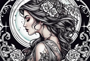 Woman walking out of a graveyard tattoo idea