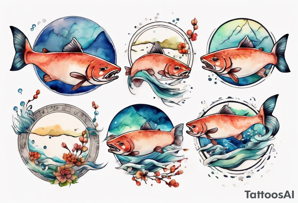 a salmon wearing round glasses tattoo idea