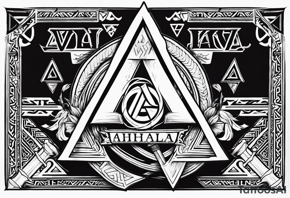 Valhalla 
 sword axe valknut tattoo idea