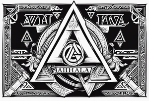 Valhalla 
 sword axe valknut tattoo idea