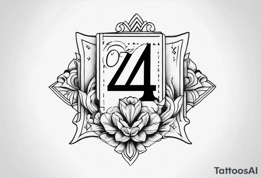 number 4 in a card tattoo idea