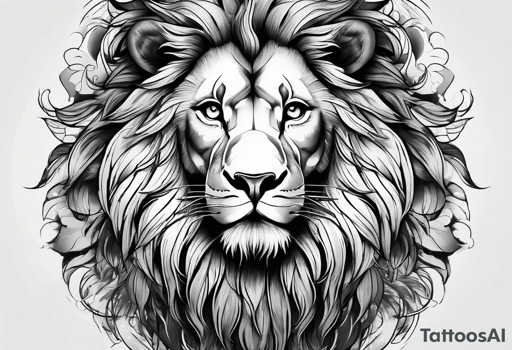 powerful majestic lion, close-up tattoo idea