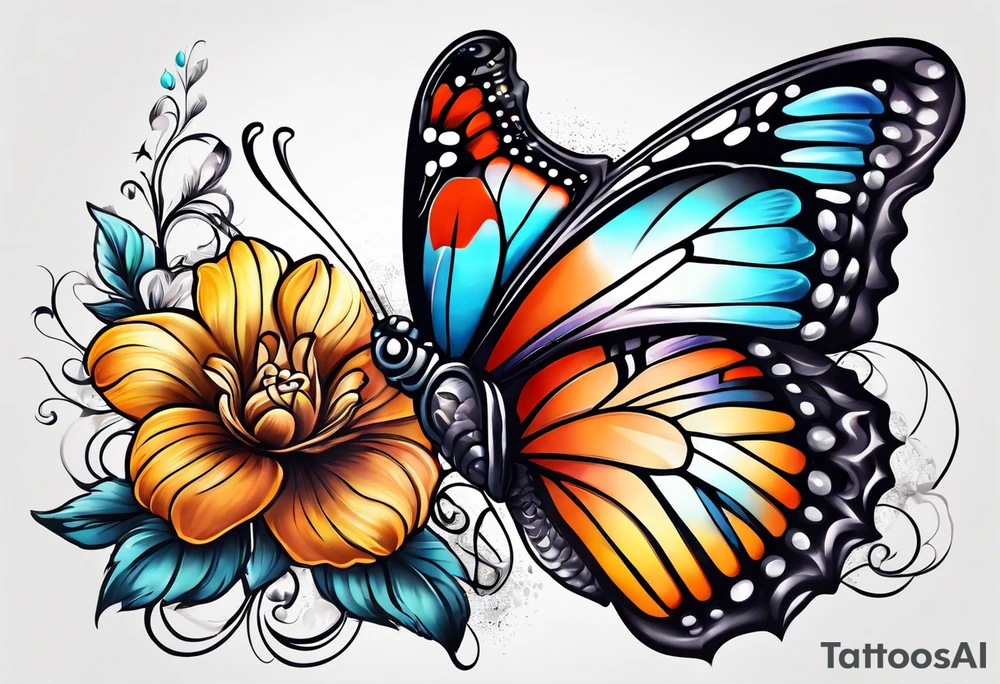 animal butterfly , flower tattoo idea