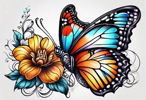 animal butterfly , flower tattoo idea