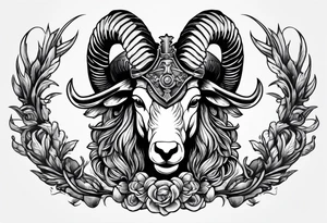 fishing, ram's horns, knight's head, angel tattoo idea