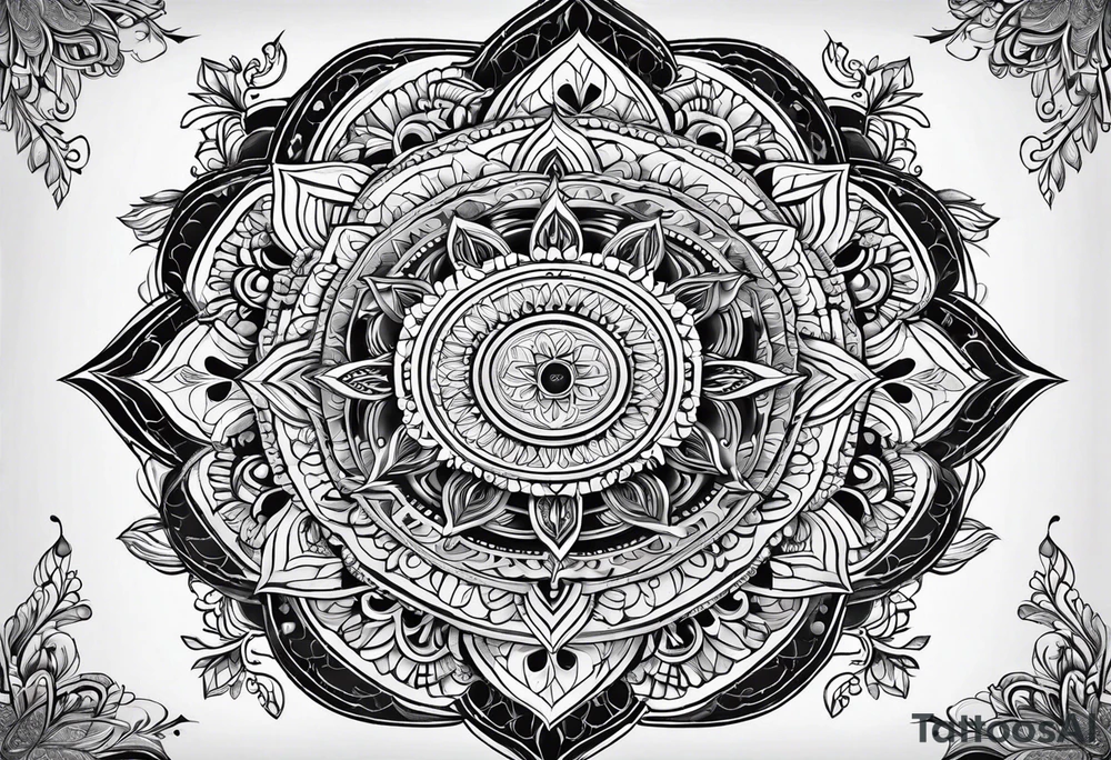 Mandala pattern for woman butt tattoo idea
