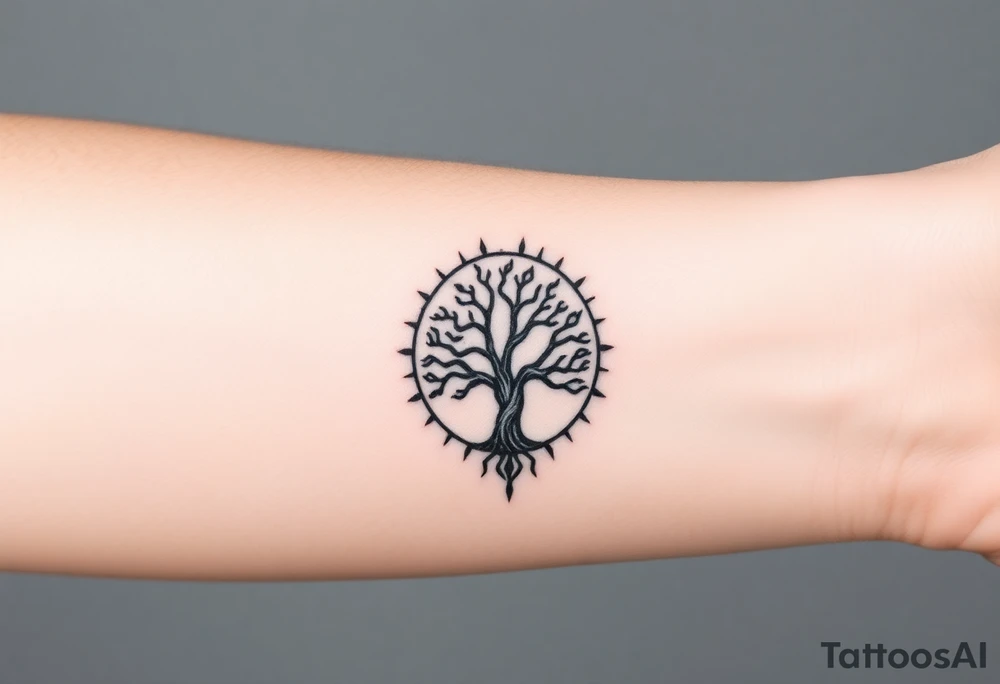 Sun and moon above tree of life tattoo idea