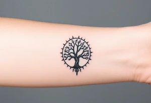 Sun and moon above tree of life tattoo idea